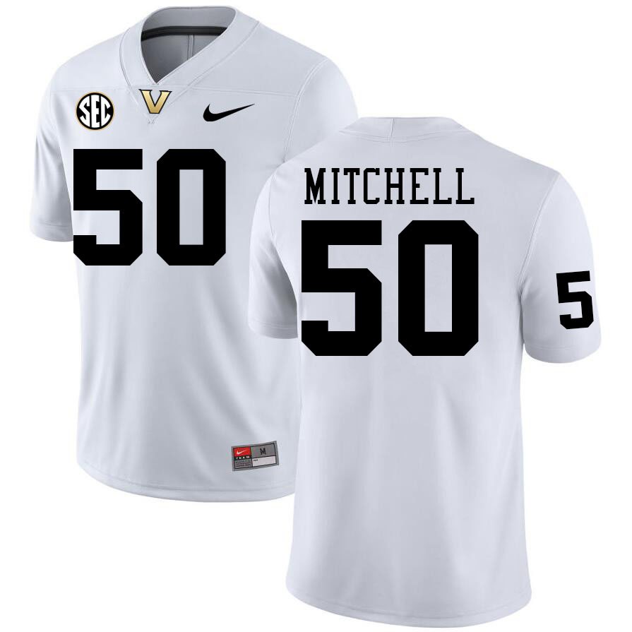 Vanderbilt Commodores #50 Chase Mitchell College Football Jerseys Stitched-White